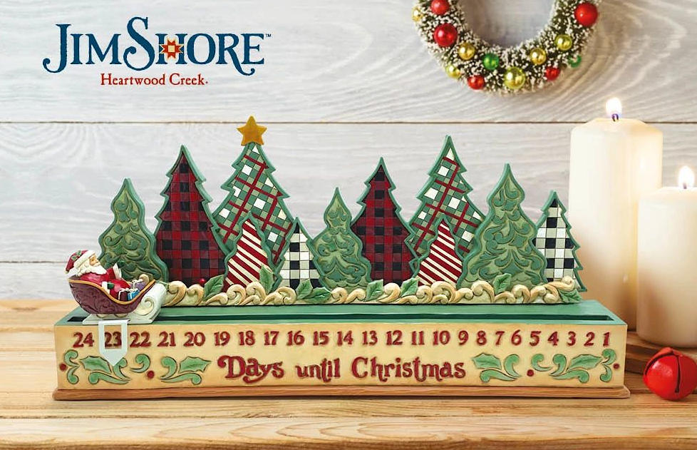 Jim Shore Heartwood Creek Weihnachts-Countdown-Kalender aus Resin in Holzoptik